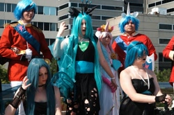 Size: 1024x679 | Tagged: artist needed, safe, artist:wynter mint, imported from derpibooru, princess cadance, queen chrysalis, shining armor, human, convention, cosplay, group photo, irl, irl human, otakon, otakon 2012, photo