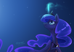 Size: 900x630 | Tagged: safe, artist:bronyseph, imported from derpibooru, princess luna, female, magic, night, solo