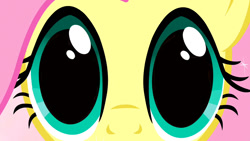 Size: 1280x720 | Tagged: safe, edit, imported from derpibooru, screencap, fluttershy, magical mystery cure, cute, dilated pupils, eyes, female, shyabetes, solo, stare