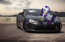 Size: 1579x1037 | Tagged: safe, artist:jaelachan, artist:vipeydashie, imported from derpibooru, rarity, car, clothes, dress, female, lexus, lexus lf-a, lexus lfa, reflection, solo, supercar