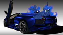 Size: 1920x1080 | Tagged: safe, artist:kp-shadowsquirrel, artist:spier17, artist:vipeydashie, imported from derpibooru, princess luna, car, female, hypercar, lamborghini, lamborghini reventon, solo, supercar, underhoof