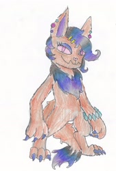 Size: 1566x2313 | Tagged: safe, artist:mylittlepeasant, imported from derpibooru, oc, oc only, oc:moonstone, diamond dog, solo, traditional art