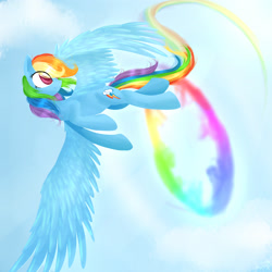 Size: 2800x2800 | Tagged: safe, artist:alicjaspring, imported from derpibooru, rainbow dash, female, flying, solo, sonic rainboom