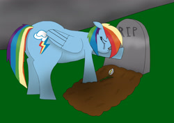 Size: 3913x2769 | Tagged: safe, artist:numbuh0051, imported from derpibooru, rainbow dash, crying, female, grave, solo