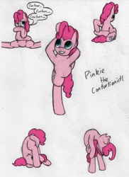 Size: 1000x1372 | Tagged: safe, artist:wandertones, imported from derpibooru, pinkie pie, backbend, contortion, contortionist, flexible, frontbend, needle stretch, traditional art