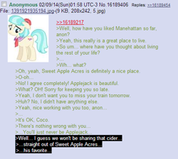 Size: 465x417 | Tagged: safe, imported from derpibooru, coco pommel, /mlp/, 4chan, 4chan screencap, greentext, rejection is magic, sad, text