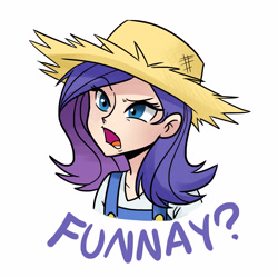 Size: 3000x3000 | Tagged: safe, artist:kianamai, imported from derpibooru, rarity, human, simple ways, d:, female, frown, hat, humanized, open mouth, raised eyebrow, rarihick, solo, straw hat
