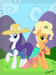 Size: 2448x3264 | Tagged: safe, artist:thebrokencog, imported from derpibooru, applejack, rarity, simple ways, applejewel, female, lesbian, rarihick, rarijack, shipping