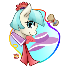 Size: 1000x1000 | Tagged: safe, artist:norang94, imported from derpibooru, coco pommel, female, rainbow thread, solo