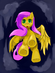 Size: 1500x2000 | Tagged: safe, artist:sfear222, imported from derpibooru, fluttershy, falling, female, pixiv, solo, underhoof