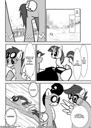 Size: 1144x1600 | Tagged: safe, imported from derpibooru, pound cake, scootaloo, twilight sparkle, comic, fanbook, monochrome, p.f.f.