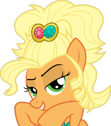 Size: 6000x6786 | Tagged: safe, artist:dasprid, imported from derpibooru, applejack, earth pony, pony, simple ways, absurd resolution, applejack is best facemaker, applejewel, face, fancyjack, female, looking at you, simple background, solo, transparent background, vector, vogue