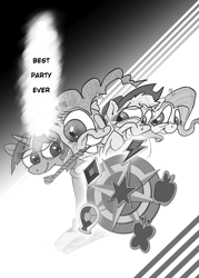 Size: 1144x1600 | Tagged: safe, imported from derpibooru, pinkie pie, comic, fanbook, monochrome, p.f.f.