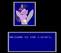 Size: 521x453 | Tagged: safe, artist:drpain, imported from derpibooru, screencap, twilight sparkle, female, librarian, phantasy star, phantasy star 2, solo