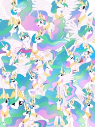 Size: 1200x1600 | Tagged: safe, artist:lozpony, imported from derpibooru, princess celestia, celestellation, collage, multeity, so much pony, vector