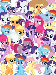 Size: 1200x1600 | Tagged: safe, artist:lozpony, imported from derpibooru, applejack, fluttershy, pinkie pie, rainbow dash, rarity, twilight sparkle, babyjack, collage, cute, dashabetes, diapinkes, filly, hatless, jackabetes, missing accessory, multeity, pinkamena diane pie, raribetes, shyabetes, so much pony, twiabetes, vector, weapons-grade cute, younger