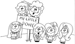 Size: 400x237 | Tagged: safe, artist:raynaofthedead, imported from derpibooru, applejack, fluttershy, pinkie pie, rainbow dash, rarity, twilight sparkle, equestria girls, crossover, mane six, monochrome, south park, style emulation