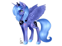 Size: 1024x768 | Tagged: safe, artist:saoiirse, imported from derpibooru, princess luna, cute, female, filly, s1 luna, simple background, solo, woona