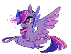 Size: 600x450 | Tagged: safe, artist:shacklefunk, imported from derpibooru, twilight sparkle, alicorn, classical unicorn, pony, female, leonine tail, magic, mare, pixel art, solo, twilight sparkle (alicorn)