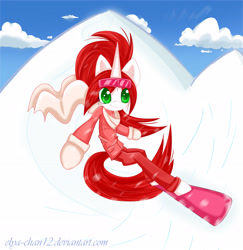 Size: 6000x6176 | Tagged: safe, artist:elya--chan12, imported from derpibooru, oc, oc only, pony, semi-anthro, unicorn, absurd resolution, bipedal, glasses, snowboarding, solo, winter