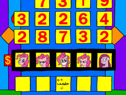 Size: 1024x768 | Tagged: safe, artist:djgames, imported from derpibooru, pinkie pie, cover up, game show, pinkamena diane pie, the price is right