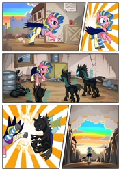 Size: 1100x1555 | Tagged: safe, artist:mysticalpha, imported from derpibooru, oc, oc only, changeling, bucking, comic