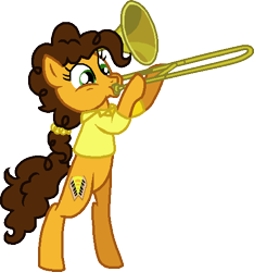 Size: 490x524 | Tagged: safe, artist:myliladoptables, artist:starryoak, imported from derpibooru, cheese sandwich, earth pony, pony, bipedal, grilled cheese (r63), musical instrument, rule 63, simple background, solo, transparent background, trombone