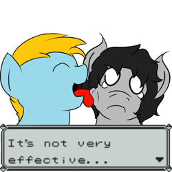 Size: 1200x1200 | Tagged: safe, artist:midnightmeowth, imported from derpibooru, oc, oc only, oc:arty, duke pony, its not very effective, licking, pokémon