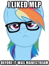 Size: 160x213 | Tagged: safe, imported from derpibooru, rainbow dash, before it was cool, exploitable meme, female, hipster, image macro, meme, solo