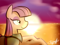 Size: 1280x960 | Tagged: safe, artist:wishdream, imported from derpibooru, maud pie, maud pie (episode), female, solo, sunset