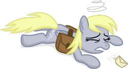 Size: 819x447 | Tagged: safe, artist:moemneop, imported from derpibooru, derpy hooves, pegasus, pony, eyes closed, female, gritted teeth, letter, mail, mailbag, mailmare, mare, pain, prone, saddle bag, solo, tripped