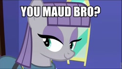 Size: 960x540 | Tagged: safe, edit, edited screencap, imported from derpibooru, screencap, maud pie, earth pony, pony, maud pie (episode), angry, caption, female, image macro, mare, meme, pun, roflbot, smiling, solo, u mad, u maud, when she smiles