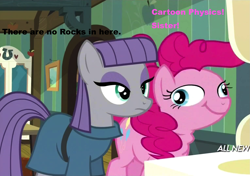 Size: 1529x1078 | Tagged: safe, imported from derpibooru, maud pie, pinkie pie, maud pie (episode), image macro, meme, pink text