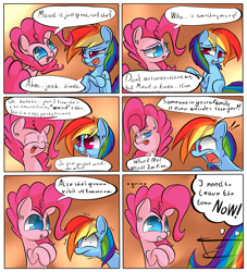 Size: 1024x1126 | Tagged: safe, artist:madacon, imported from derpibooru, pinkie pie, rainbow dash, maud pie (episode), comic, frown, grin, scared, shivering, smiling, wide eyes