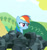 Size: 525x557 | Tagged: safe, imported from derpibooru, screencap, rainbow dash, maud pie (episode), female, rock, solo