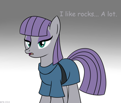 Size: 1697x1439 | Tagged: safe, artist:mofetafrombrooklyn, imported from derpibooru, maud pie, maud pie (episode), comic sans, female, rock, solo, that pony sure does love rocks