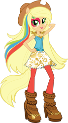 Size: 665x1202 | Tagged: safe, artist:sugar-loop, imported from derpibooru, applejack, equestria girls, rainbow rocks, box art, female, simple background, solo