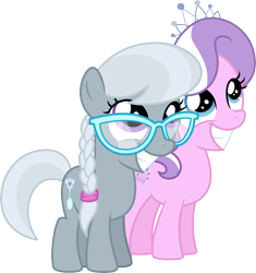 Size: 9000x9578 | Tagged: safe, artist:mactavish1996, imported from derpibooru, diamond tiara, silver spoon, earth pony, pony, absurd resolution, adorabullies, cute, diamondbetes, grin, missing accessory, pure unfiltered evil, silverbetes, simple background, smiling, transparent background, vector