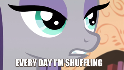 Size: 500x281 | Tagged: safe, imported from derpibooru, maud pie, maud pie (episode), caption, everyday i'm shufflin', female, image macro, lmfao, meme, party rock anthem (lmfao feat. lauren bennett & goonrock), rock pun, solo