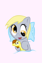 Size: 737x1084 | Tagged: safe, artist:sawsta, imported from derpibooru, derpy hooves, doll, female, filly derpy, pillow, solo