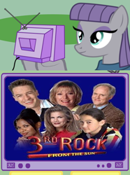 Size: 564x760 | Tagged: safe, imported from derpibooru, maud pie, exploitable meme, meme, obligatory pony, rock pun, third rock from the sun, tv meme