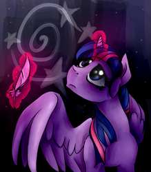 Size: 855x974 | Tagged: safe, artist:chromaflow, imported from derpibooru, star swirl the bearded, twilight sparkle, alicorn, pony, cutie mark, female, magic, mare, quill, solo, twilight sparkle (alicorn)