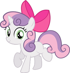 Size: 5704x6000 | Tagged: safe, artist:medio-cre, imported from derpibooru, sweetie belle, pony, somepony to watch over me, absurd resolution, accessory theft, apple bloom's bow, bow, cute, diasweetes, female, hair bow, hnnng, simple background, solo, transparent background, vector