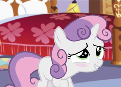 Size: 1500x1080 | Tagged: safe, imported from derpibooru, screencap, sweetie belle, pony, unicorn, for whom the sweetie belle toils, blushing, cute, diasweetes, female, filly, foal, solo