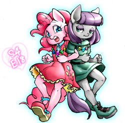 Size: 1280x1252 | Tagged: safe, artist:hobilo, imported from derpibooru, maud pie, pinkie pie, anthro, maud pie (episode), back to back, female, pie sisters, rock candy necklace, siblings, sisters