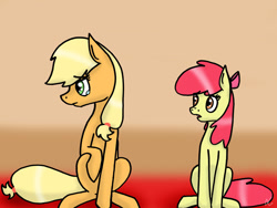 Size: 1024x771 | Tagged: safe, artist:lrusu, imported from derpibooru, apple bloom, applejack, crying