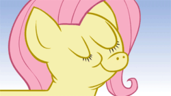 Size: 400x225 | Tagged: safe, artist:hotdiggedydemon, imported from derpibooru, fluttershy, pegasus, pony, .mov, dress.mov, animated, eating, female, horrified, mare, pony.mov, reaction image, solo, surprised