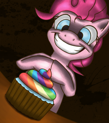 Size: 960x1080 | Tagged: safe, artist:firefoxproject, imported from derpibooru, pinkie pie, earth pony, pony, fanfic:cupcakes, cupcake, female, mare, rainbow cupcake, solo