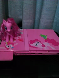 Size: 1944x2592 | Tagged: safe, imported from derpibooru, gummy, pinkie pie, console, custom, customized toy, irl, playstation, playstation 2