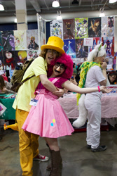 Size: 3456x5184 | Tagged: artist needed, safe, artist:evelynnightingale, imported from derpibooru, cheese sandwich, pinkie pie, human, 2014, anime boston, anime boston 2014, convention, cosplay, groucho mask, irl, irl human, photo